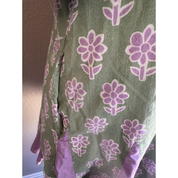 Rhode Resort Mini Dress Tent Shift Cotton Saira‎ Purple Green Floral XS Small - Picture 5 of 9